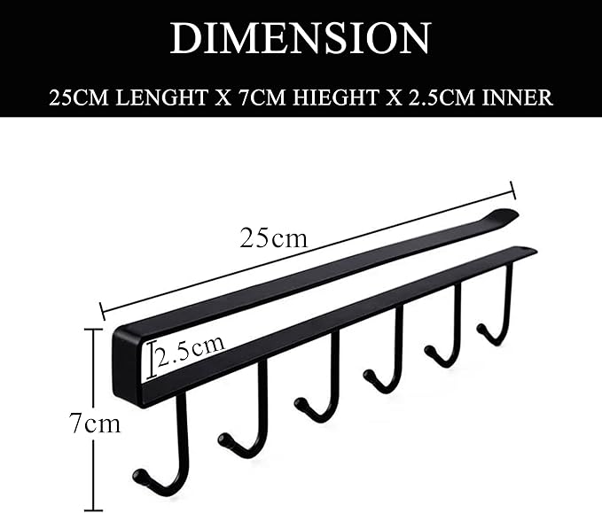 Under the shelf 6 Hooks Tea Cup Holder