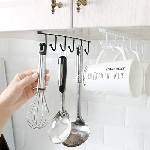 Under the shelf 6 Hooks Tea Cup Holder