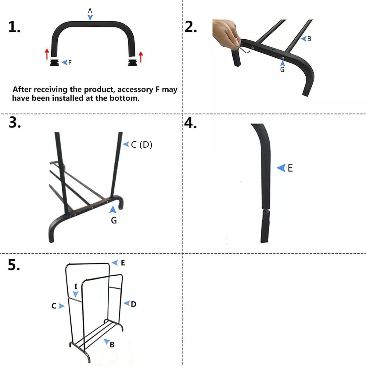 Double Pole Cloth Hanging Stand X Single Shoe Rack by Auctor Store