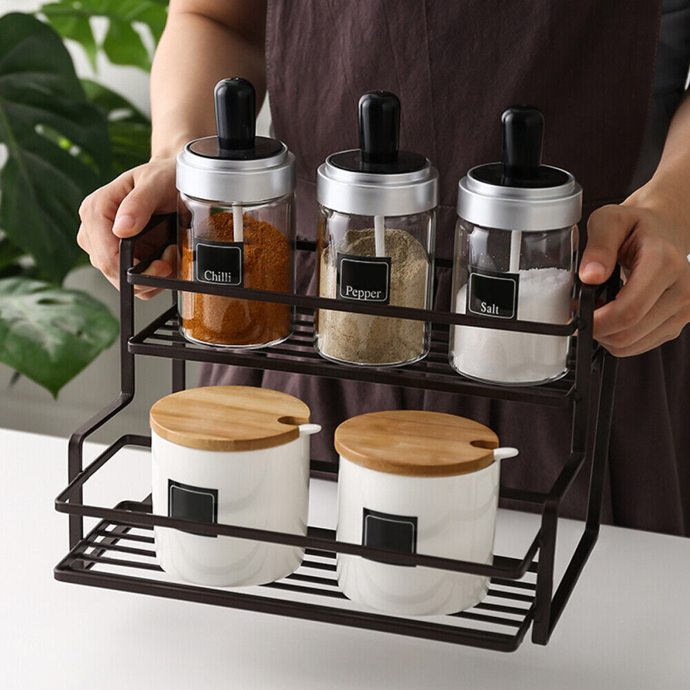 2 Tier Spice Seasoning Rack Iron Material by Auctor store