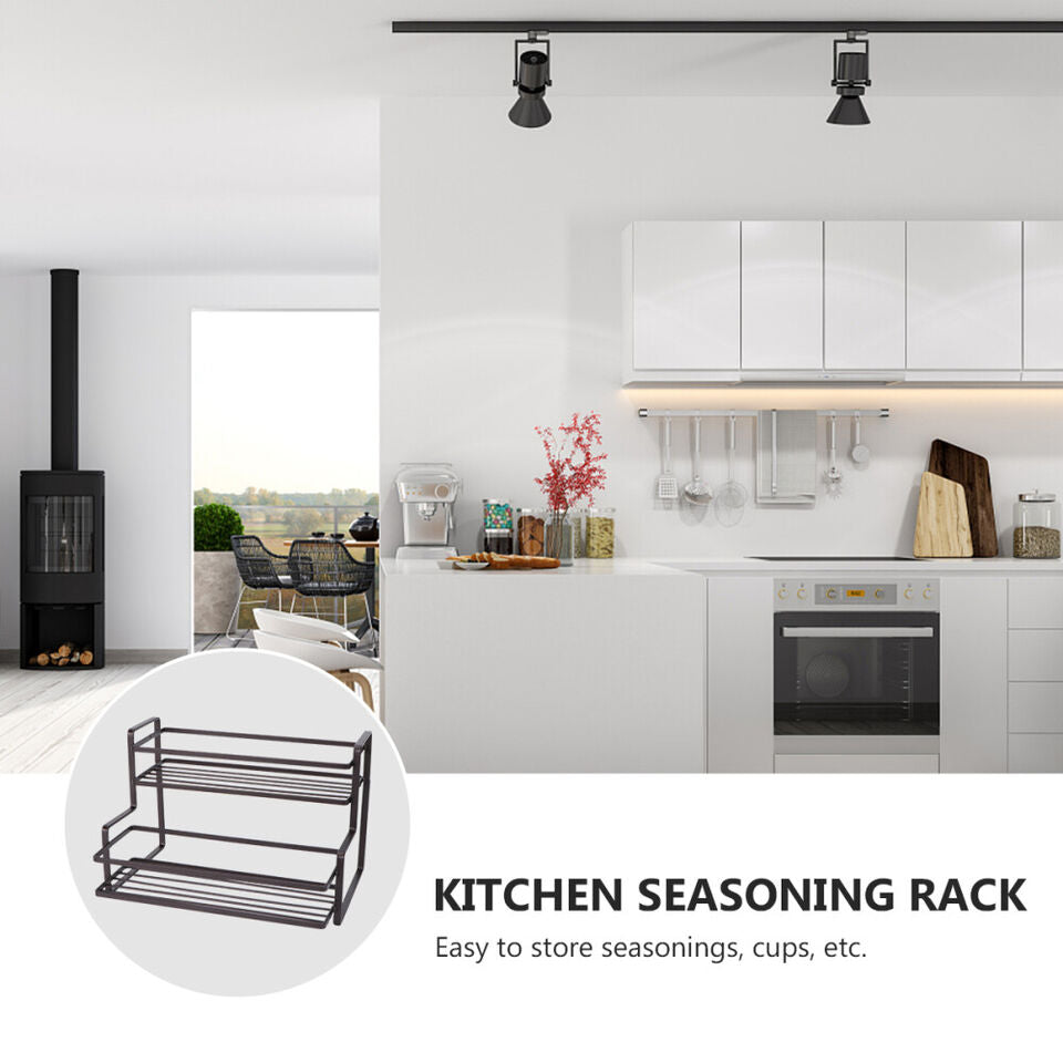 2 Tier Spice Seasoning Rack Iron Material by Auctor store