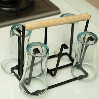 Premium Glass Stand with Wooden Handle