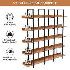 5 Tier Bookcase Home Office Open Bookshelf
