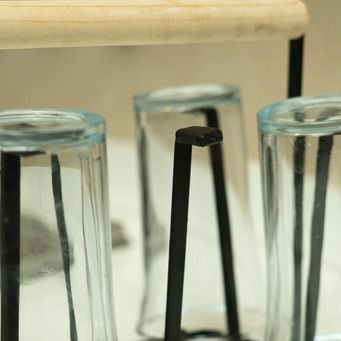 Premium Glass Stand with Wooden Handle
