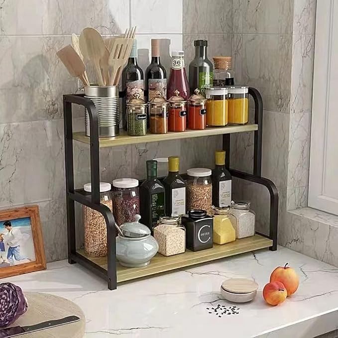 Spice rack 2 Layers Wood Multipurpose Organizer