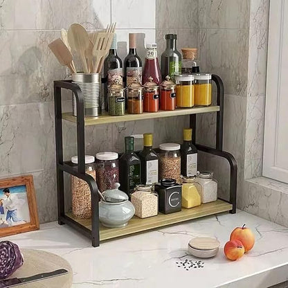 Spice rack 2 Layers Wood Multipurpose Organizer