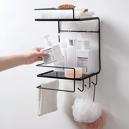 Bathroom corner double layer shelf with towel holder by Auctor store
