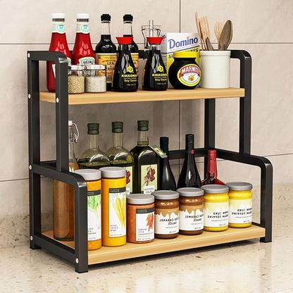 Spice rack 2 Layers Wood Multipurpose Organizer