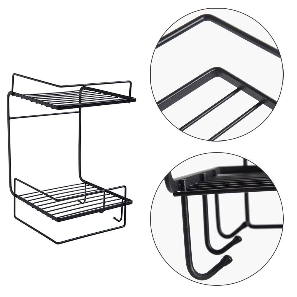 Bathroom corner double layer shelf with towel holder by Auctor store