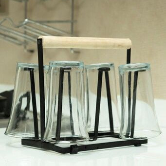 Premium Glass Stand with Wooden Handle