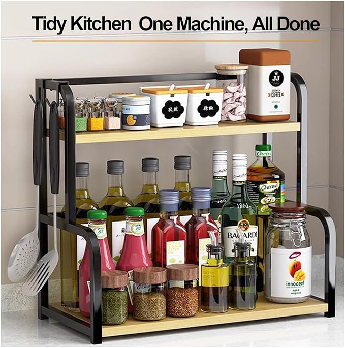Spice rack 2 Layers Wood Multipurpose Organizer