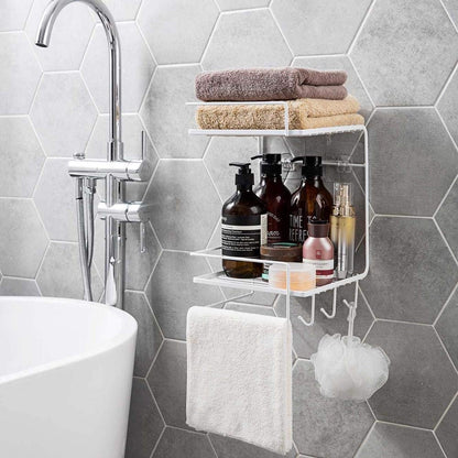 Bathroom corner double layer shelf with towel holder by Auctor store