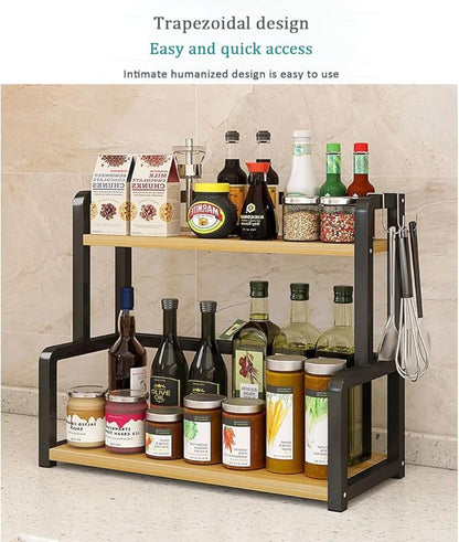 Spice rack 2 Layers Wood Multipurpose Organizer