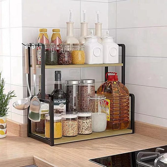Spice rack 2 Layers Wood Multipurpose Organizer
