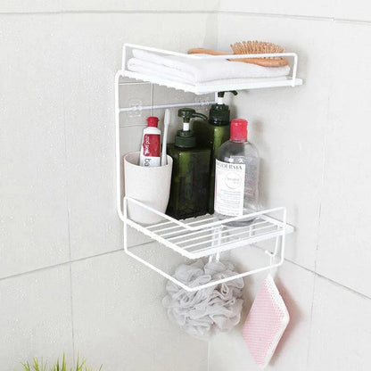 Bathroom corner double layer shelf with towel holder by Auctor store