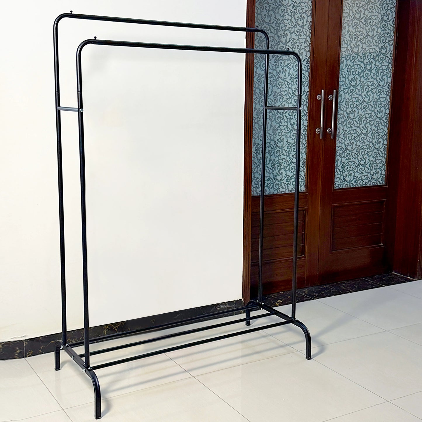 Double Pole Cloth Hanging Stand X Single Shoe Rack by Auctor Store