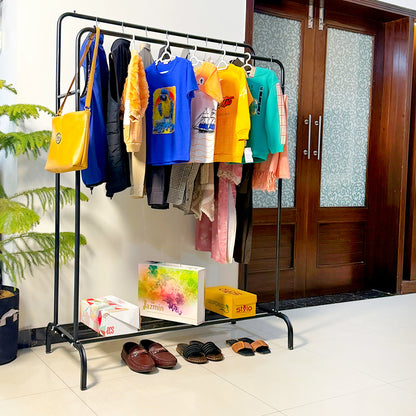 Double Pole Cloth Hanging Stand X Single Shoe Rack by Auctor Store