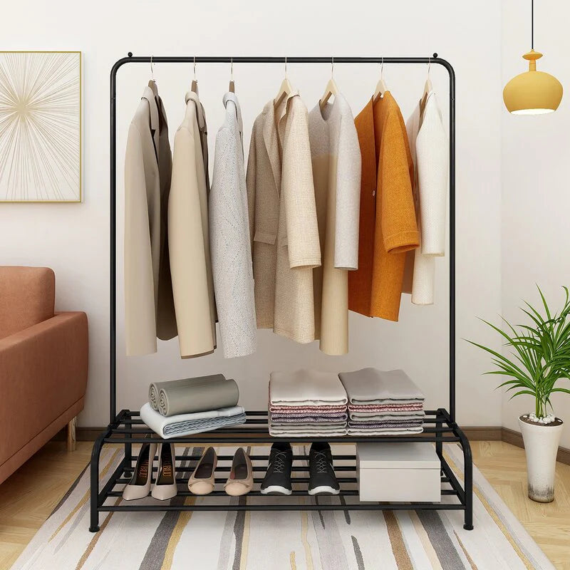 Single pole cloth hanging stand double shoes rack by Auctor store