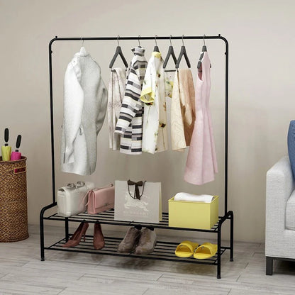 Single pole cloth hanging stand double shoes rack by Auctor store