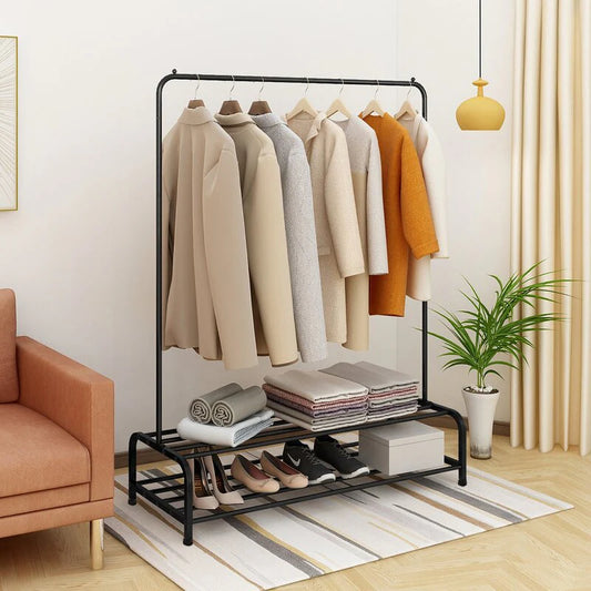 Single pole cloth hanging stand double shoes rack by Auctor store