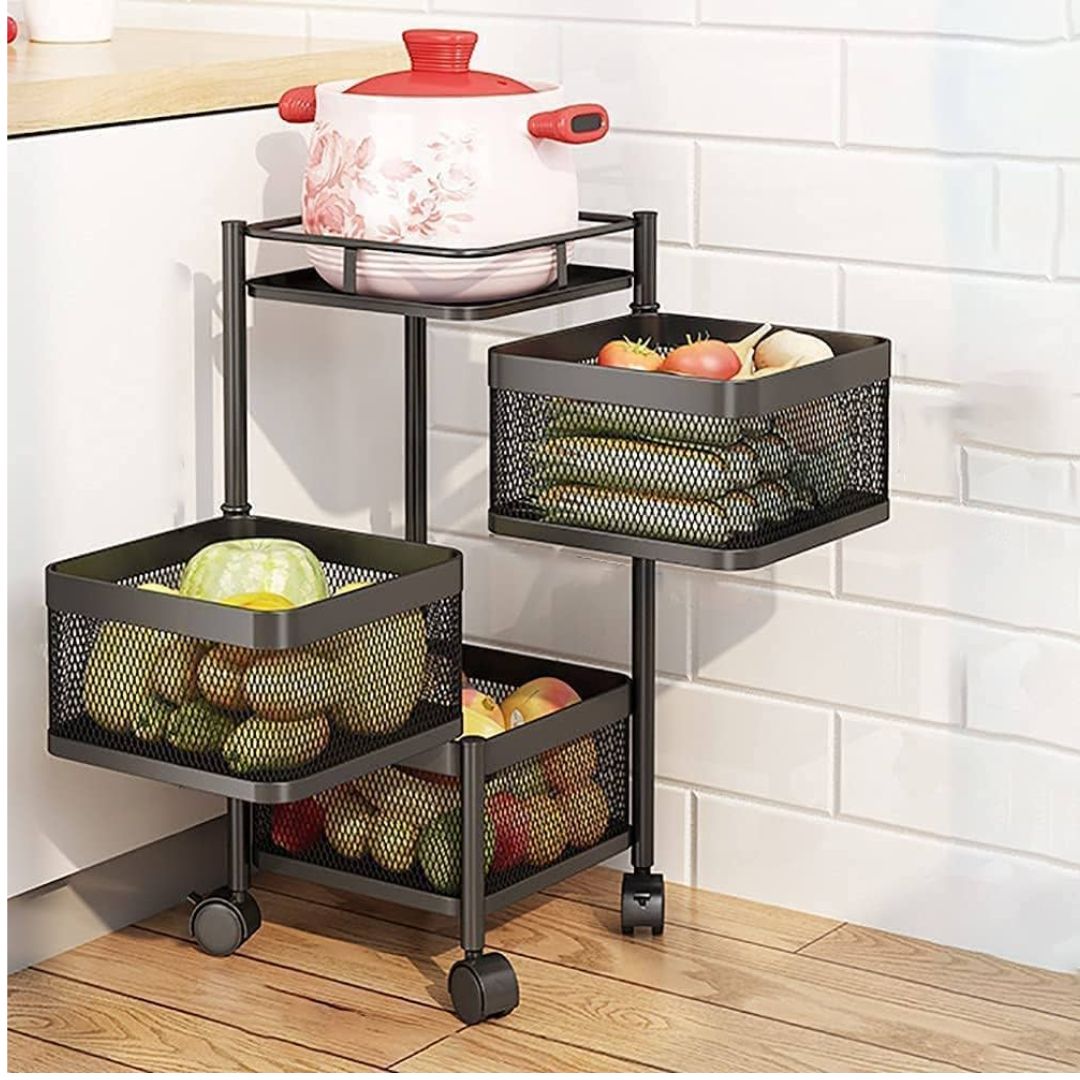 Premium 3 tier metal square trolley  by Auctor store