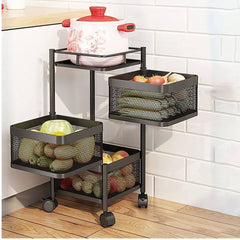 Premium 3 tier metal square trolley