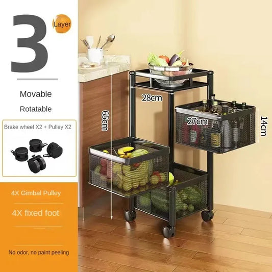 Premium 3 tier metal square trolley