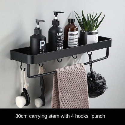 Premium Single Shelf with Hooks and Towel Rod