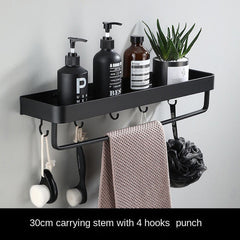 Premium Single Shelf with Hooks and Towel Rod