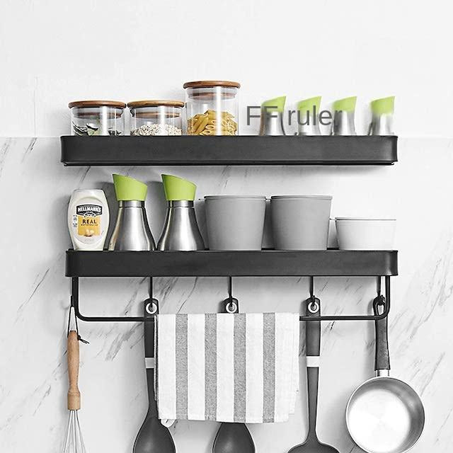 Premium Single Shelf with Hooks and Towel Rod
