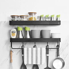 Premium Single Shelf with Hooks and Towel Rod