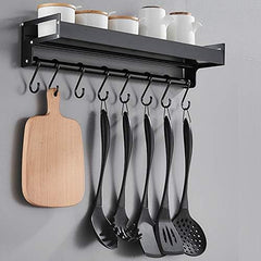 Premium Single Shelf with Hooks and Towel Rod