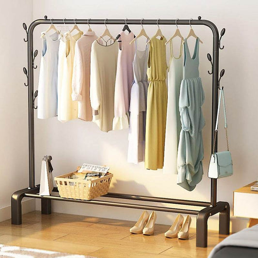 Single pole cloth hanging stand x shoes rack