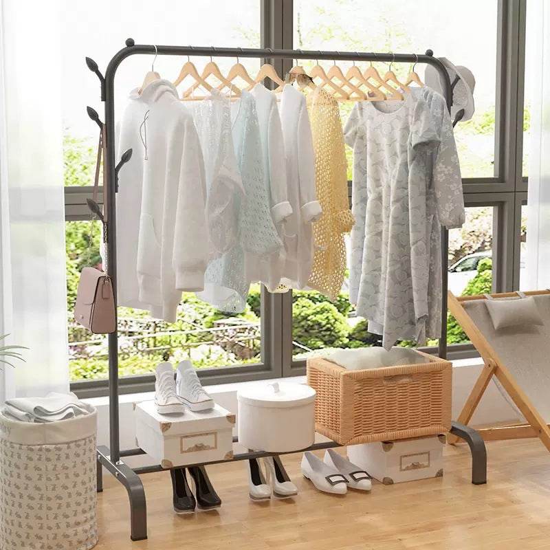 Single pole cloth hanging stand x shoes rack