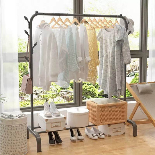 Single pole cloth hanging stand x shoes rack