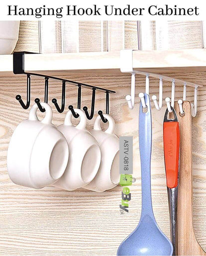 Under the shelf 6 Hooks Tea Cup Holder