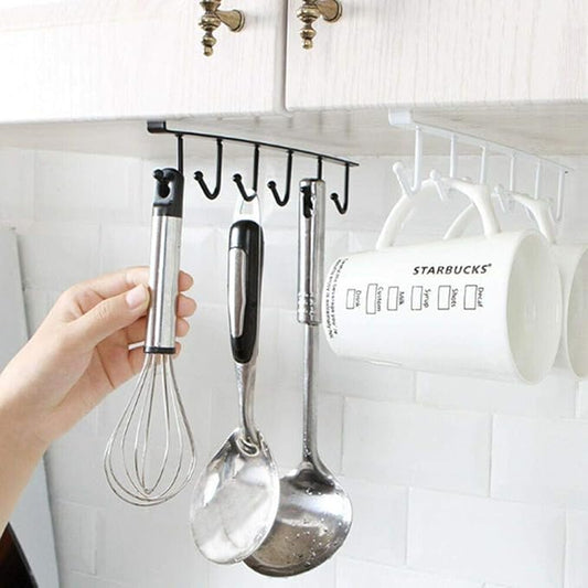 Under the shelf 6 Hooks Tea Cup Holder