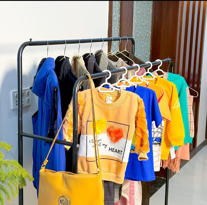 Double Pole Cloth Hanging Stand X Single Shoe Rack by Auctor Store
