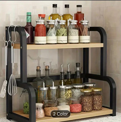 Spice rack 2 Layers Wood Multipurpose Organizer