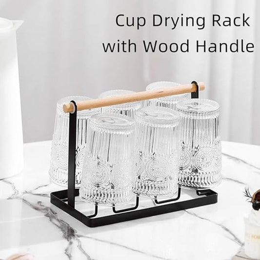 premium glass stand with wooden handle