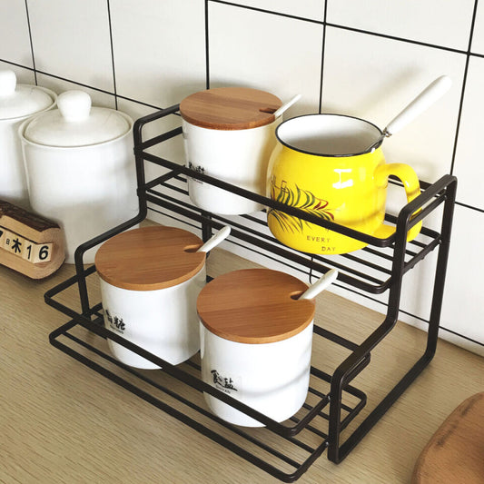 2 Tier Spice Seasoning Rack Iron Material by Auctor store