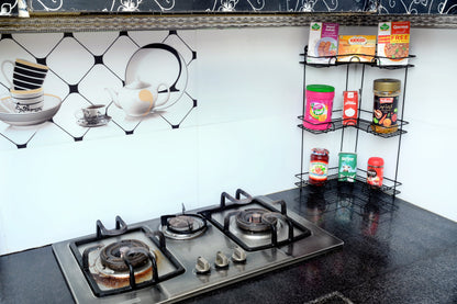 Wall-mounted and counter-shelf multi-purpose corner 3-tier rack
