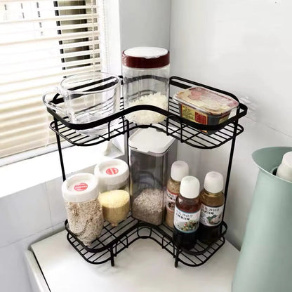 Wall-mounted and counter-shelf multi-purpose corner 3-tier rack