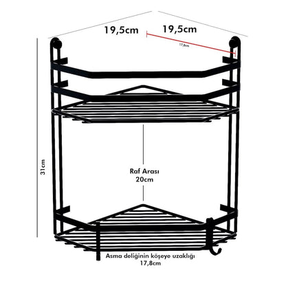 Washroom 2-tier corner multipurpose rack