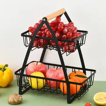 wooden handle counter top 2-tier fruit and vegetable stand by Auctor store