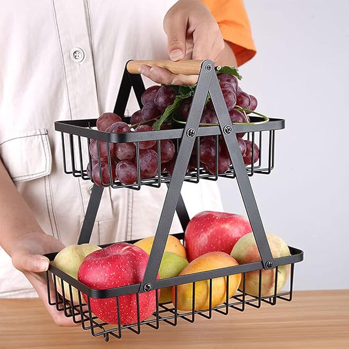 wooden handle counter top 2-tier fruit and vegetable stand by Auctor store