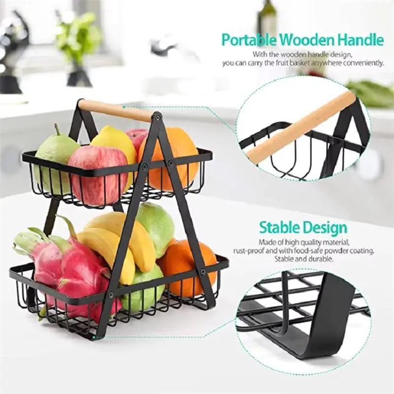 wooden handle counter top 2-tier fruit and vegetable stand by Auctor store