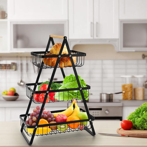 wooden handle counter top 3-tier fruit and vegetable stand by Auctor store