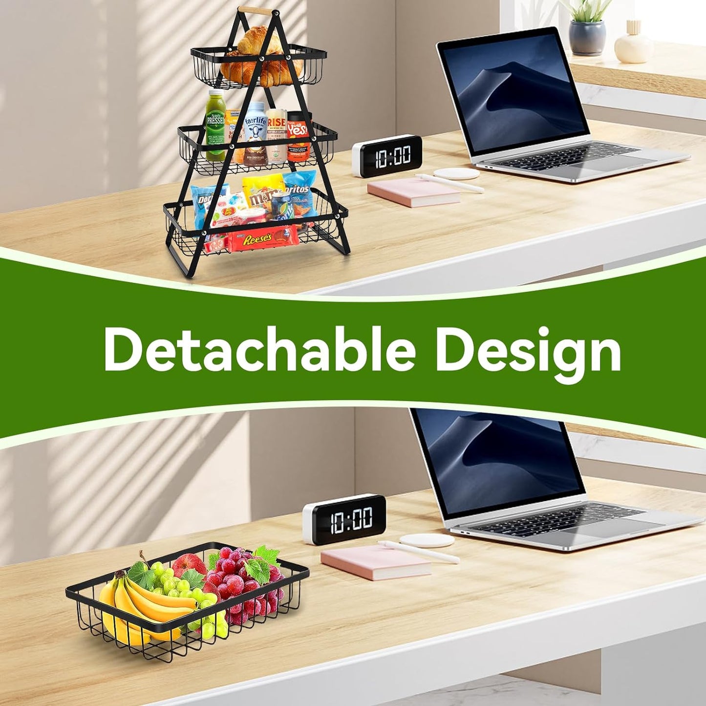 wooden handle counter top 3-tier fruit and vegetable stand by Auctor store